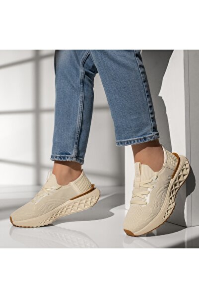 Modlet.ro Women's beige chunky sole sneakers with laces MOD13123