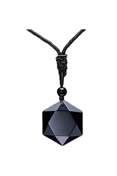 craftmystic Colier hexagramat din obsidian negru - Cristal care protejează de...