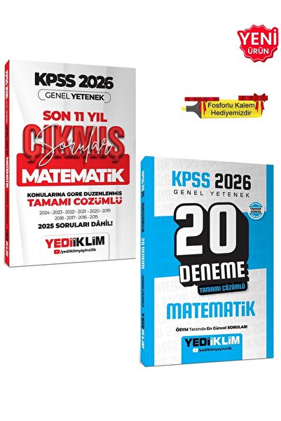 Yediiklim Yayınları 2026 - KPSS Matematik Çözümlü 20 Deneme + Konularına Göre...