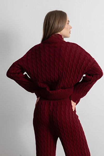 Shophia Knitted Patterned Oversize Women's Knitwear Trousers - Sweater Set