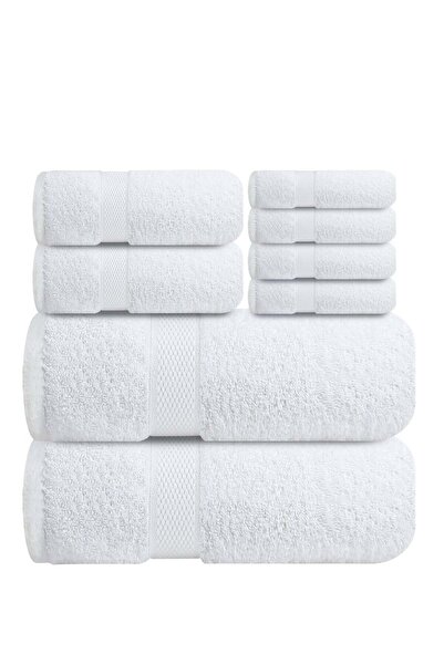 infinitee Xclusives 8-Piece White Towel Set – 100% Cotton, Luxury Hotel Quality