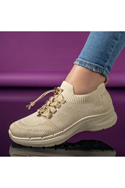 Modlet.ro Women's beige sports shoes with elastic laces MOD11170