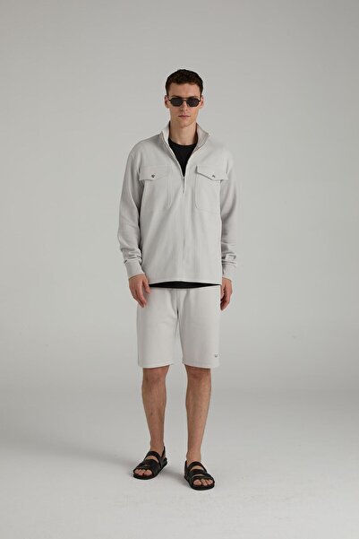 Brand Up Jakarlı Yarım Fermuarlı Sweatshirt