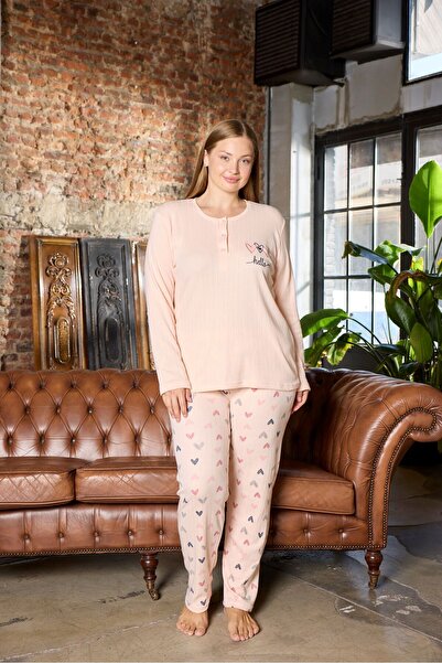 pijamacity KADIN BATTAL BEDEN YARIM PATLI İNTERLOK PİJAMA TAKIMI