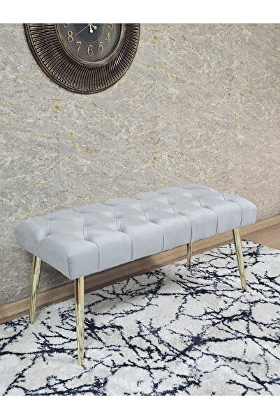 ZAFİR Gold Kaplama Sivriltme Ayaklı 90 cm Puf Bench - Puf - Bench - Kasalı Ot...