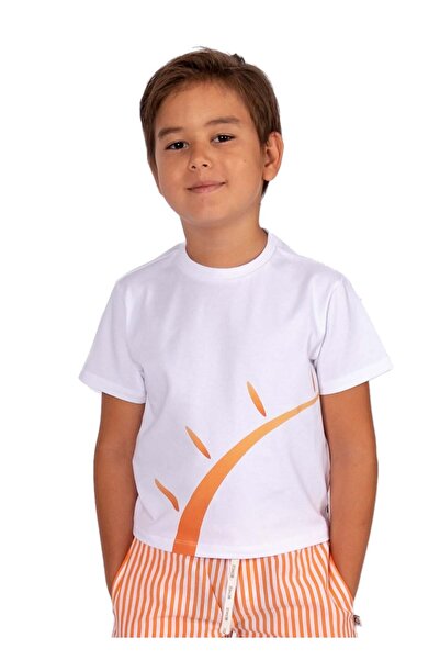 Ozmoz By Mukadder Özden Organic Sun Printed White Children's T-Shirt