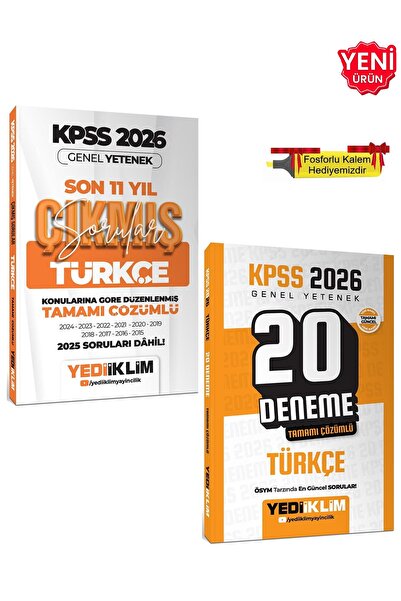 Yediiklim Yayınları KPSS - 2026 Türkçe Çözümlü 20 Deneme + Konularına Göre Çö...
