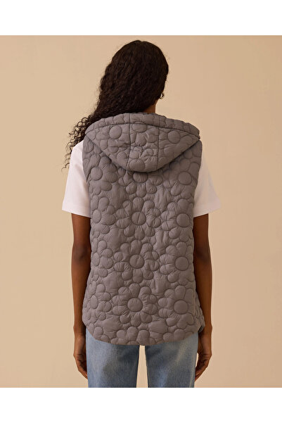 SEÇİL Kapüşonlu Desenli Cepli Yelek