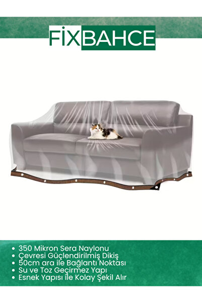 Fixbahce FixBahçe 2mx4m Şeffaf PVC Rüzgar,Yağmur Geçirmez Mobilya Naylon Bran...