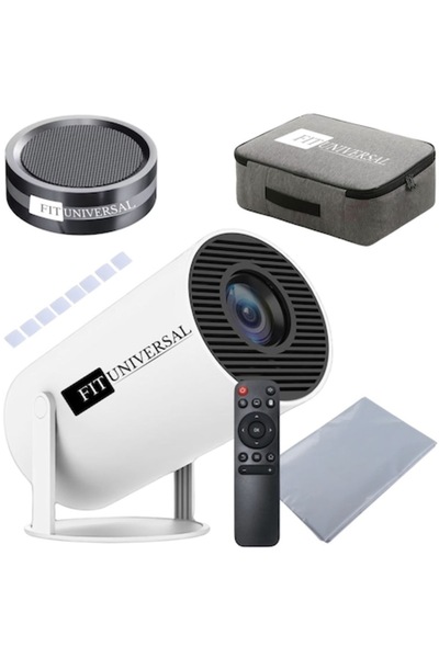 FITUNIVERSAL FitUniversal™ Portable Video Projector, WiFi, Bluetooth 5.0, Android 11, 4K UltraHD Support, 1 GB RAM