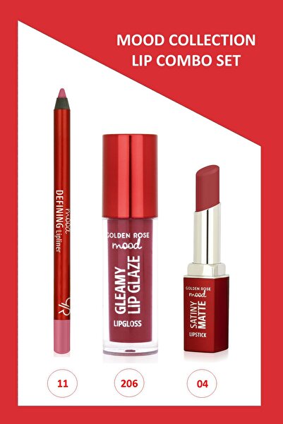 Golden Rose Mood Lip Combo Set - Defining Dudak Kalemi No:11 - Satiny Matte R...