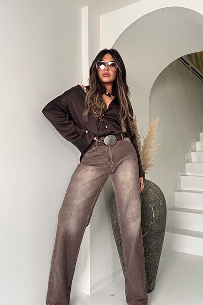 Sohotique By P Washable Wide Leg Jeans Brown