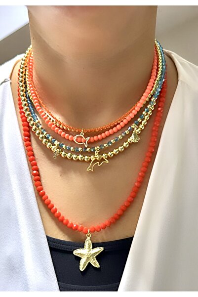 VNS Accessories Renkli Çoklu Charmlı Boncuk Kolye