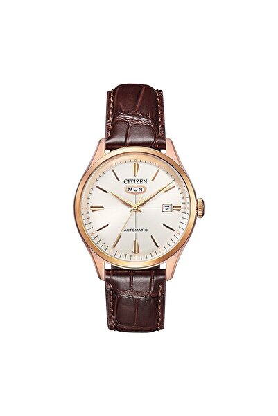 Citizen NH8393-05AC Erkek Kol Saati | 40.2 mm Rose Gold Kasa, Beyaz Kadran, O...
