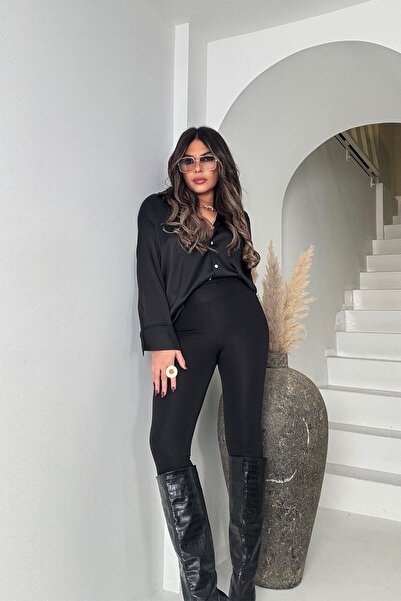 Sohotique By P Şardonlu Kalın Bel Lastikli Tayt Siyah
