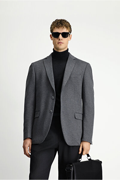 Kiğılı Regular Fit Pointed Collar Plain Dobby Wool Classic Suit