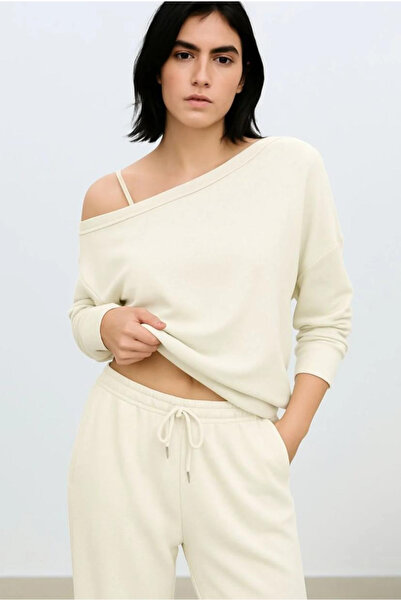 npLStore Women's New Boat Neck Sweatshirt Sweatpants Two-Piece Bottom Top Set