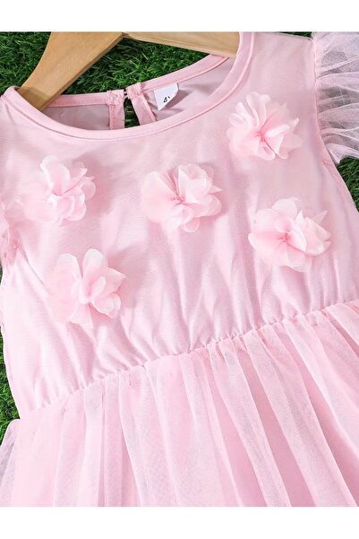 OEM Pink dress with flowers 4 years, 104 cm