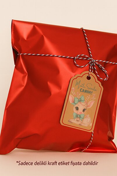 Dekals 20 Farklı Model Etiket Hediye Poşeti Delikli Etiket Yılbaşı Temalı Sevimli Dostlar (Sadece Etiket)