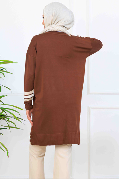 benguen ριγέ Mercerized Tunic K5020 Καφέ