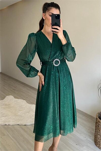 Dipmoda Γυναικείο υφασμάτινο φόρεμα Ζώνη τεμαχίων μίντι Με γκλίτερ DPNM009