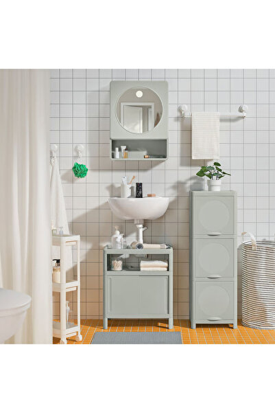 IKEA خزانة قاعدة لحوض الغسيل، مع أبواب منزلقة/أخضر، 50x33x57 سم
