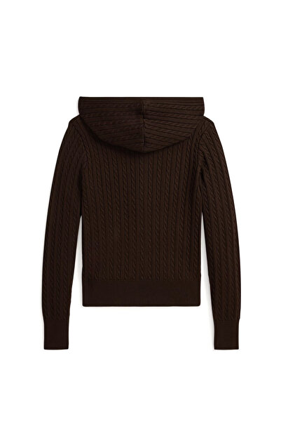 Polo Ralph Lauren Kahverengi Kapüşonlu Kız Çocuk Triko Hırka