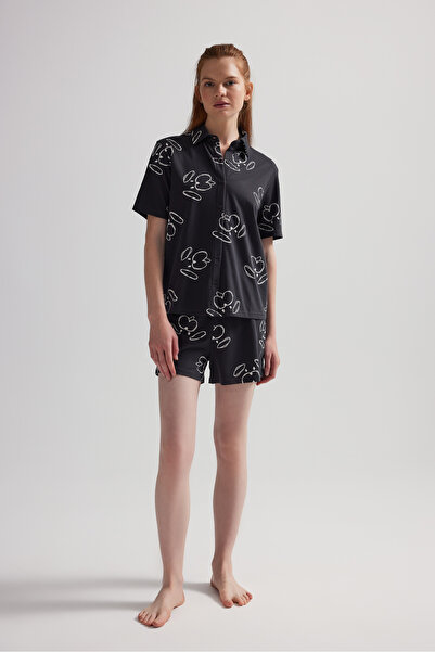 Hays Kadın Pamuklu Kısa Kollu Gömlek Şortlu Pijama Takımı