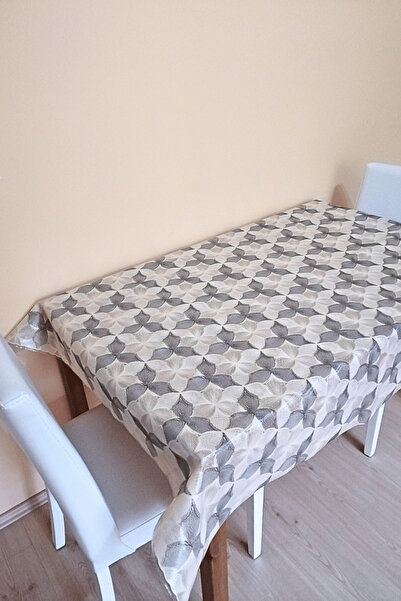 ELEGANCEV Lace-Like Transparent Covered Oil-Cloth Tablecloth -Cream Color-Different Sizes-Yncsyh