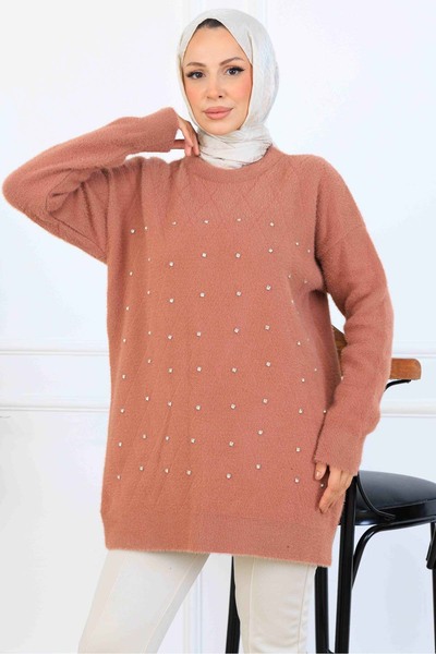 benguen Stone Detailed Knitwear Tunic S3008 Rose