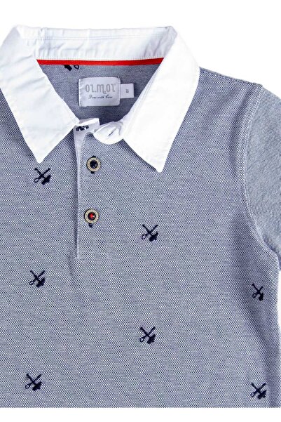 Ozmoz By Mukadder Özden Organic Embroidered Blue Summer Boys' T-Shirt