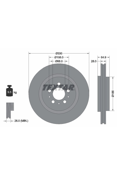 TEXTAR Disc Frana Volvo S60 1/V70 2