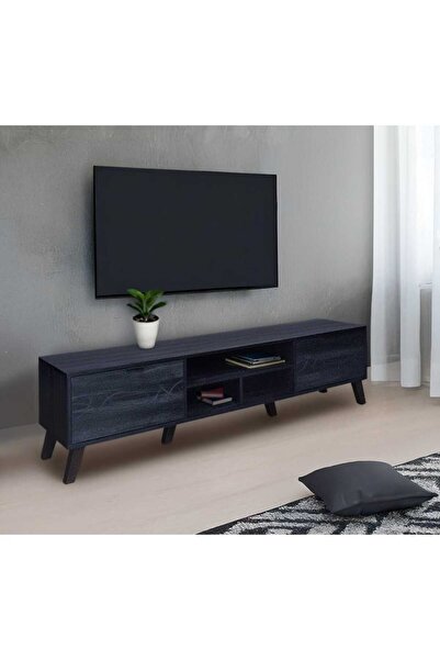 NZONE STORE طاولة تلفاز خشبية بتصميم عصري أنيق باللون الكحلي