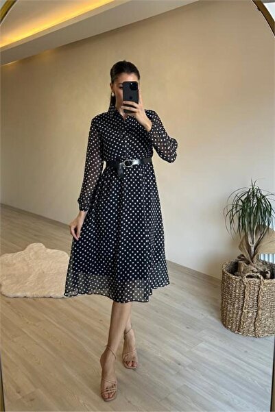 Dipmoda Γυναικείο φόρεμα με Πουά σχέδια και κουμπιά DPNM019