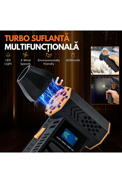 OEM Suflanta Aer Turbo Multifunctionala, Portabila, 130000 rpm, Acumulator reincarcabil 4000mAh