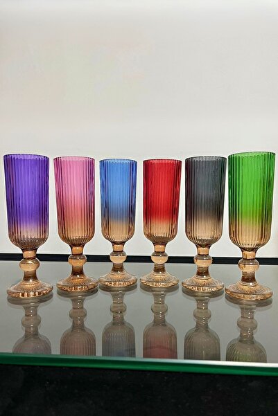 PLT Design Çift Renk Kristal Ayaklı Kahve Yanı Su Ve Meşrubat Bardağı Sunum Bardağı