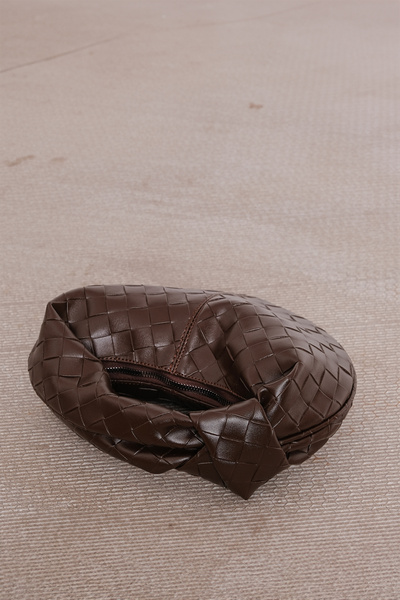 CANTACOMBINE Women's Mini Jordie Hand Bag Braided Brown Bttg