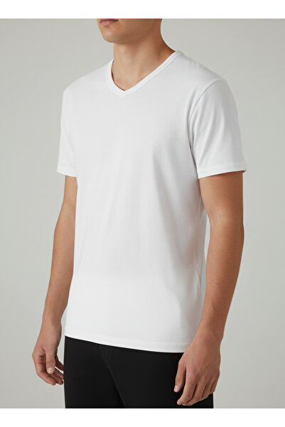 balkonda Tricou pentru bărbați cu decolteu în V basic Bumbac Pachet de 3 slim...