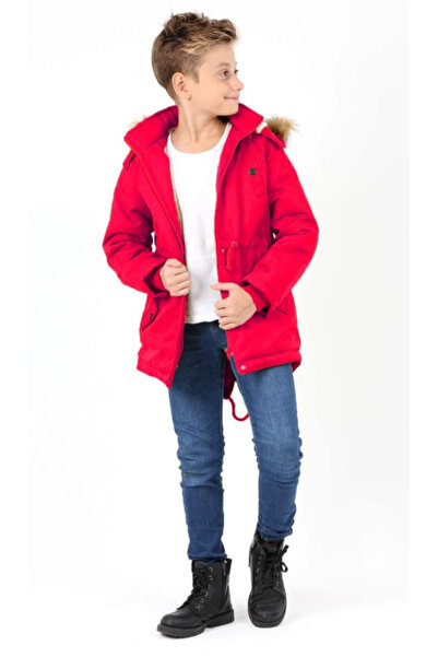 Asortix Palton lung pentru băieți, impermeabil, cu glugă detașabilă, căptușit...
