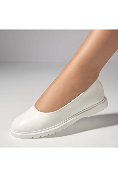 Modlet.ro Women's white low-sole ballerinas MOD11656