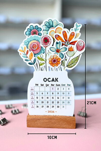 Eldesen Tasarım 2026 Yılı Aylık Masa Takvimi Orta Boy / Resmi Tatiller ve Hafta Sonları