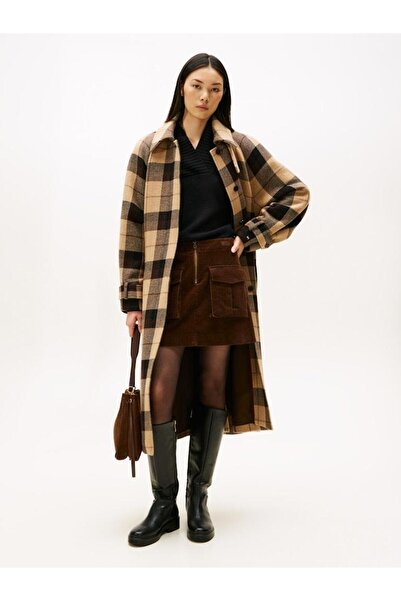 Tommy Hilfiger WOOL CHECK BELTED RLX COAT