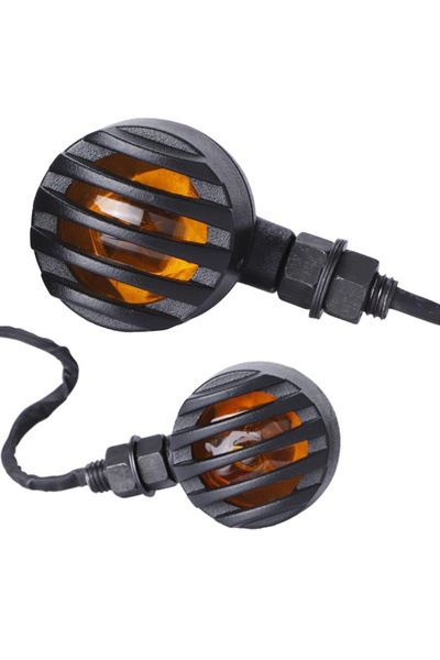 EVO MOTORS Semnalizari Moto Negru Chopper Bobber Cafe Racer Custom Grilaj Metal