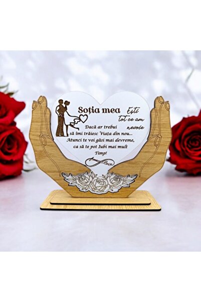 OEM Heart in Hands Wall Decoration, personalized for Wife, 20x15 cm, white