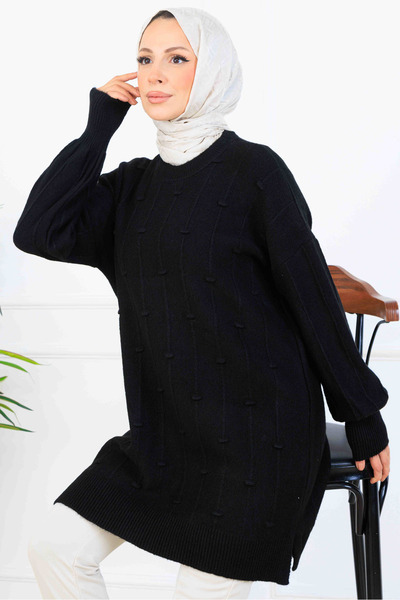 benguen Πλεκτό με σχέδιο Tunik K6003 Μαύρο