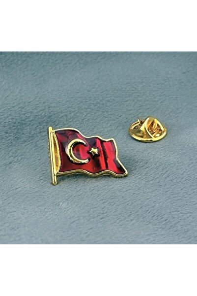 Kuyumcudan Türk Bayrağı Yaka Rozeti ( Altın Kaplamalı.)