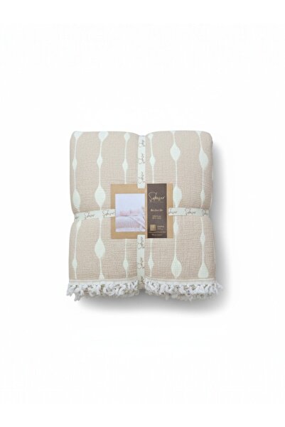 Şaheser Sole Beige Six-Layer Muslin Bedspread Set – 100% Cotton