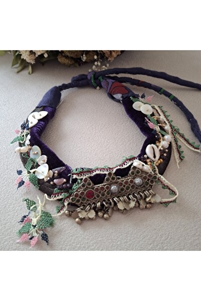 azra takı tasarım Handmade Only 1Pc,Authentic Ethnic Bohemian Natural Pearl Afghan Short Women's Necklace with Apparatus