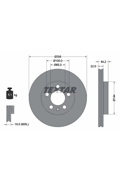 TEXTAR Disc Frana Audi A1 Seat Arona/Ibiza 5