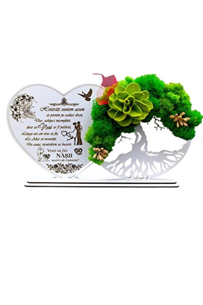 OEM Decoratiune cu licheni Copacul Vietii Inima, cadou personalizat cu mesaj ...